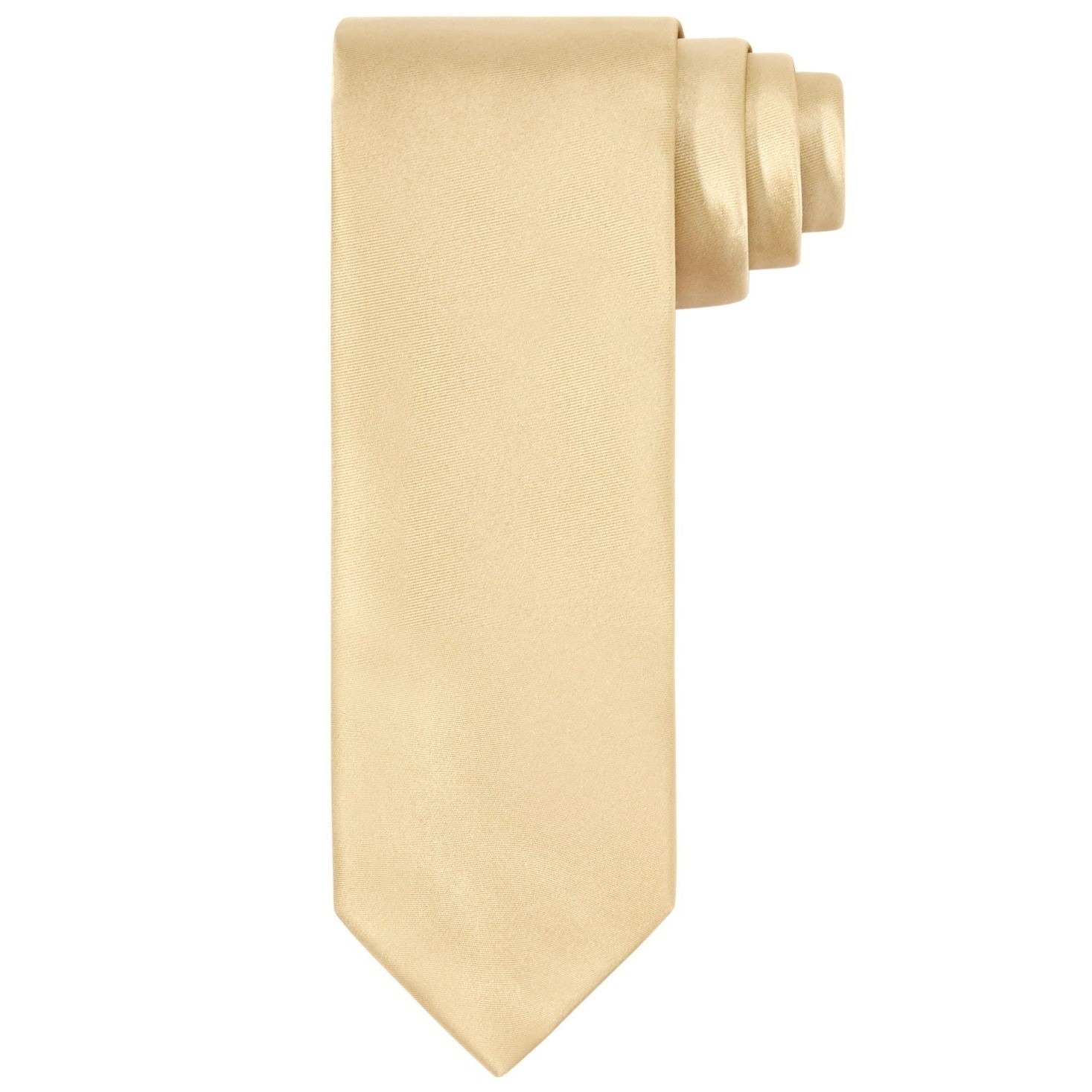 Tayion Men Tie One Size Yellow Satin Finish Solid Classic Necktie Luxury Nwt
